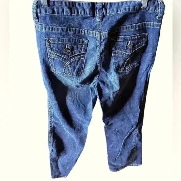 Calvin Klein Size 14 Lean Bootcut jeans.Dark wash.Back flap button pockets. - Picture 2 of 13